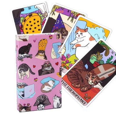 Kedi Meme Tarot Destesi Komik Cadısal Kawaii Kart Aile Toplantısı Kehanet Masa Oyunu