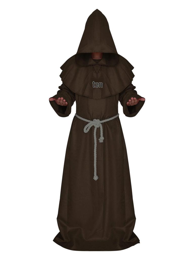 Costum Monah Medieval & Vrăjitor - Robă Halloween Grim Reaper pentru Cosplay & Joc de Rol