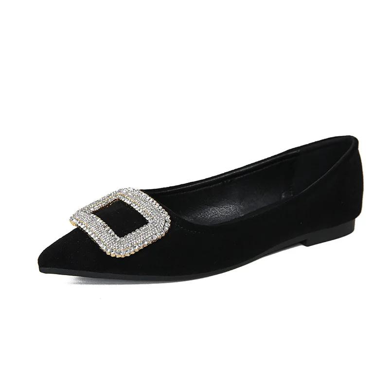 

New Women Flat Shoes Fashion Big Crystal Casual Boat Shoes Comfortable Slip-on Loafers 43 чорний