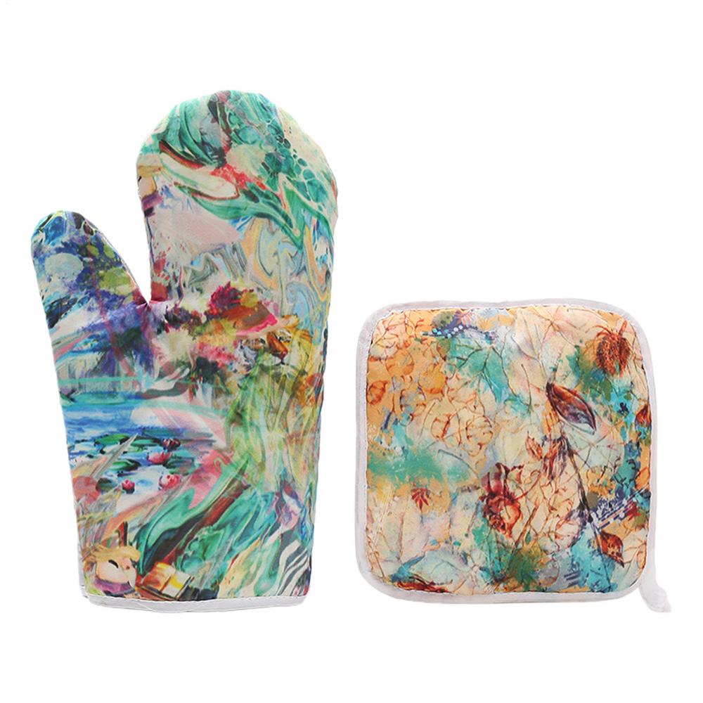 Pot Holders And Oven Mitts Heat-Resistant Gloves Potholders Kitchen Oven Mitts Pan Rack Set For Microwave Pan Plate Bowl Bakery