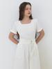 Etmont 2-Way Sleeve Belted Dress, White
