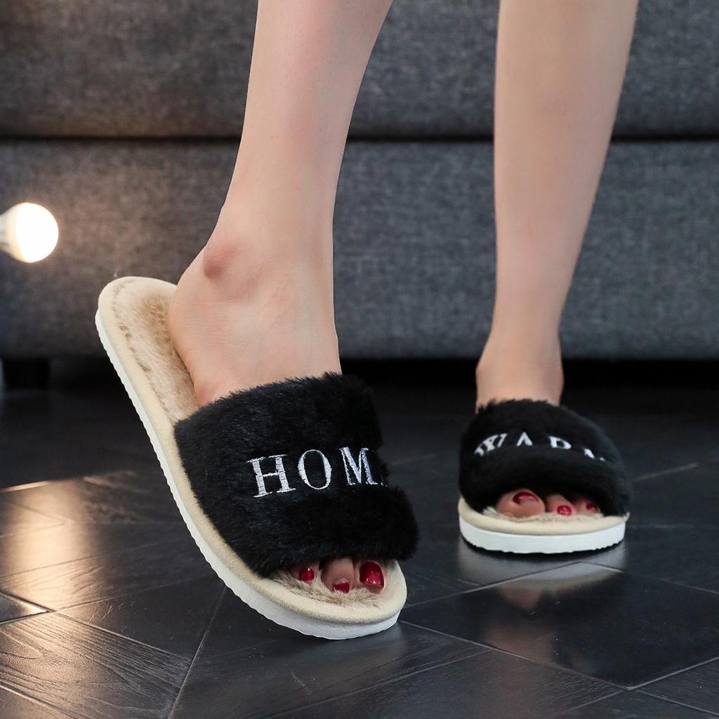 ins Mao Mao Slippers Home Indoor Spring and Autumn Warm Non-slip Cotton Slippers Floor