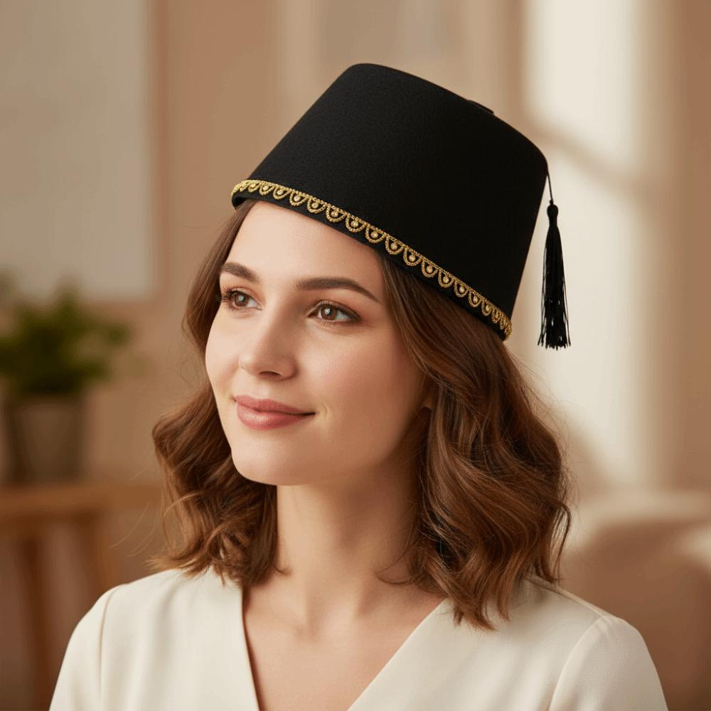 Breathable Felt Fez Cap Round Turkish Tassels Cap Tarboosh Fez Hat  Festival Supplies