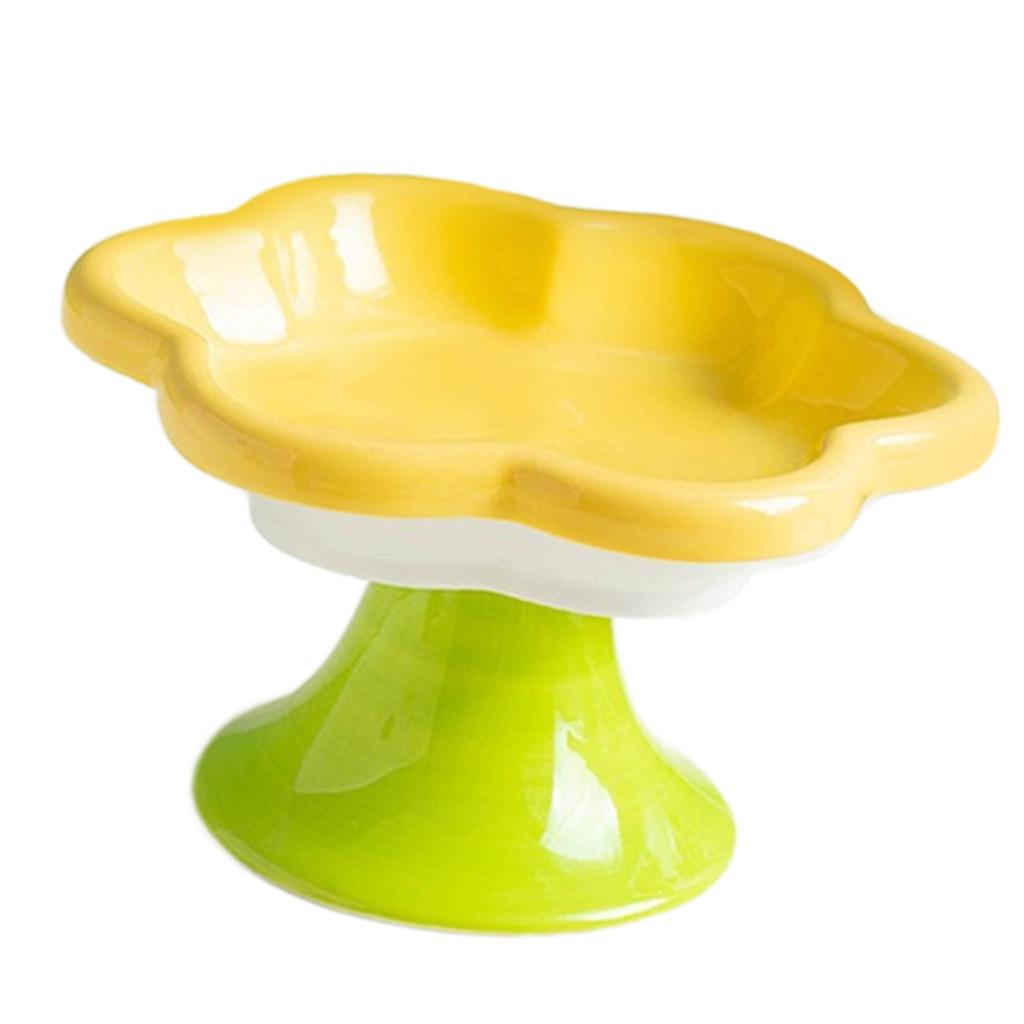 High Foot Ceramic Cat Bowl with Flower Shape Designs for Comfortable Eating and Spill Prevention Cats Feeding Bowl