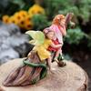 Handmade Sleeping Fairy Statue Resin Crafts Baby Fairy Lying on Tree Sculpture  Outdoor Garden
