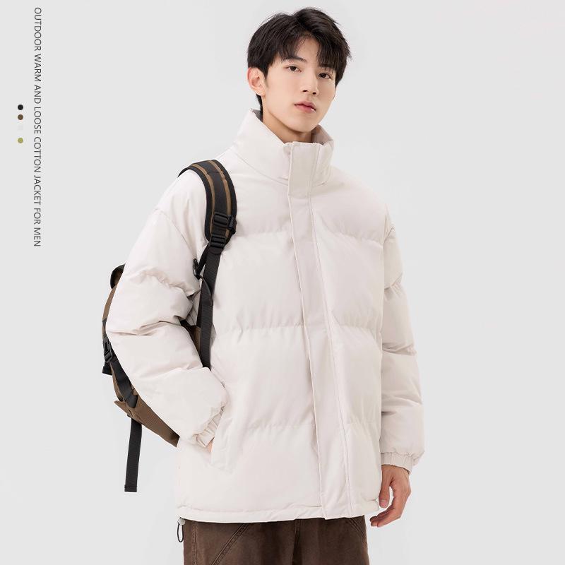 2026 Winter Stand-Up Collar Cotton-Padded Jacket: Trendy Men's Outdoor Loose Warm Coat