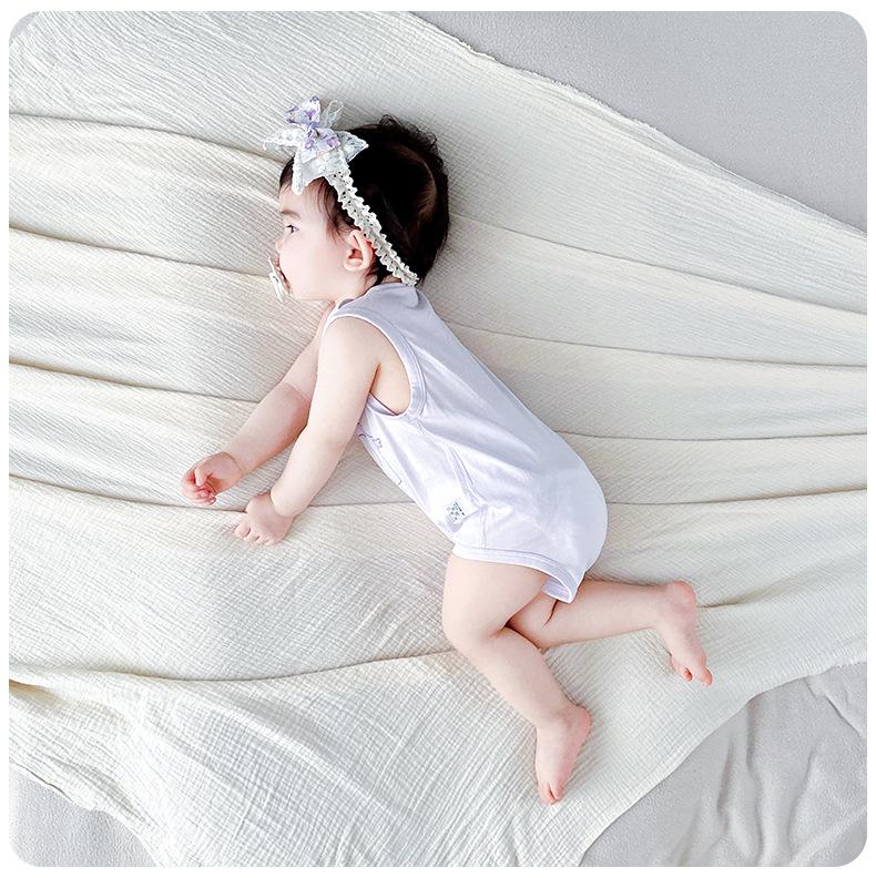 7A Antibacterial Summer Baby Sleeveless Cotton Romper - Infant Diaper Cover Bodysuit with Tagless Design, Ideal for Air Conditioning
