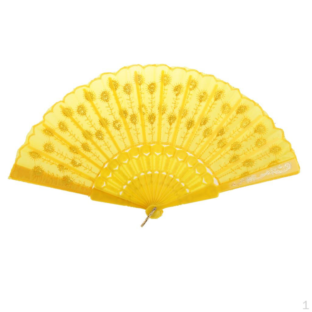 

Fashion Evantail Folding Sequin Fabric Fan Handmade Decor Wedding Ornament Gift Multicolor жовтий