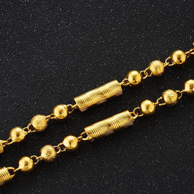 Men's Cylindrical Gold Necklace, Domineering Vietnamese Sand Gold Necklace, Simulated Gold-plated Necklace Gift