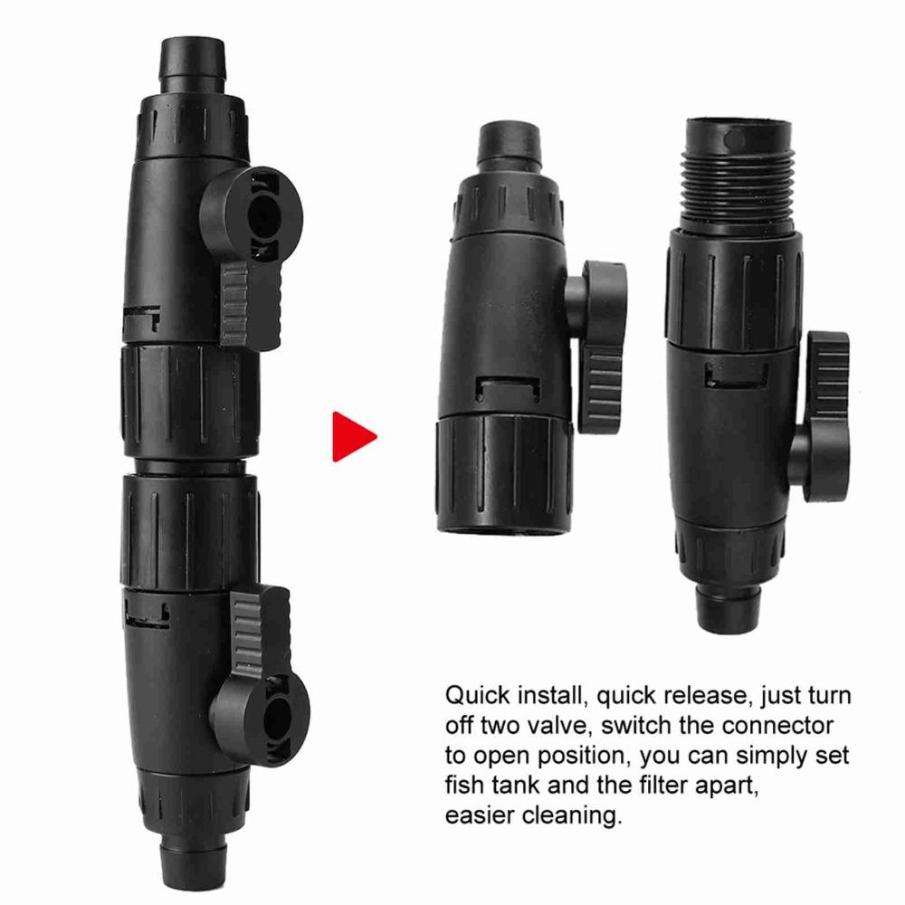 ABS Quick Release Connector Quick Install 12mm Interface Aquarium Hose Valve 16mm Interface Black Fish Tank Valve