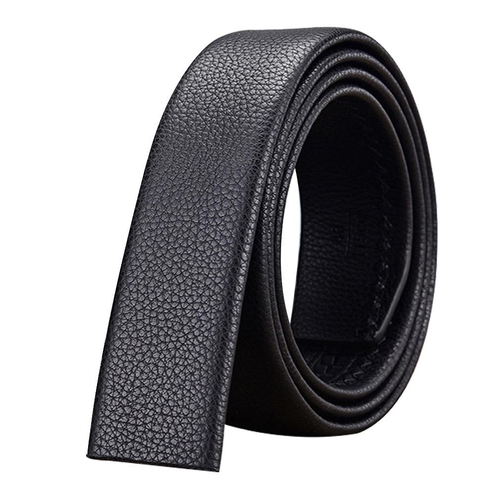 Men's Automatic Buckle Belt, 3.5cm, Headless, Lychee Grain, Brown/Black, for Trousers.
