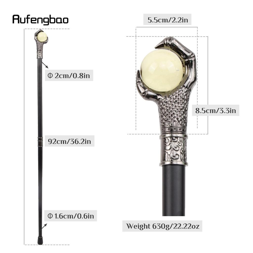 Drakklo Grepp Ljusgul Glasboll Silver Gångstav Mode Dekorativ Gångpinne Cosplay Gångstavsknopp Biskopsstav 93cm