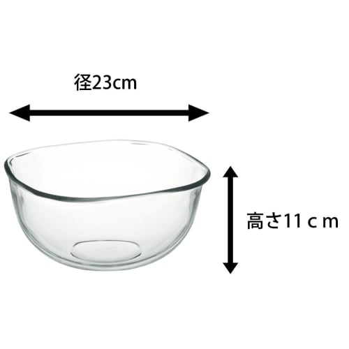 Iwaki Heat-Resistant Glass Bowl, Square, 23 X 23cm, 3.3L, BC337