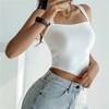 Woman Knitted Crop Tops Y2k Sexy Cross Halter Corset Bustier Camisole Backless Halter Top Streetwear Slim Front Tops