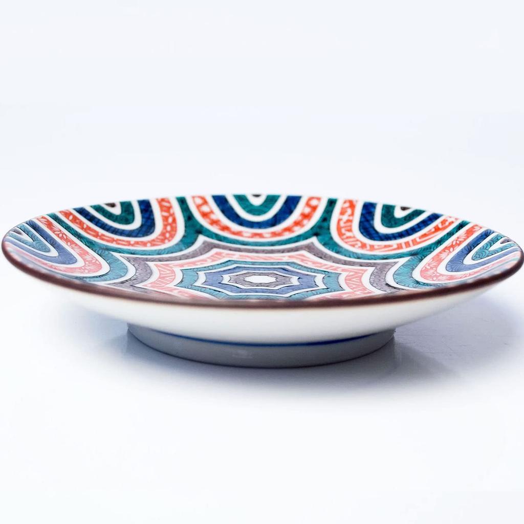 Waza no Kura Stylish Kutani ware small old Kutani colored geometric small serving branded Japanese - plates, masterpieces, plates, patterns, plates,