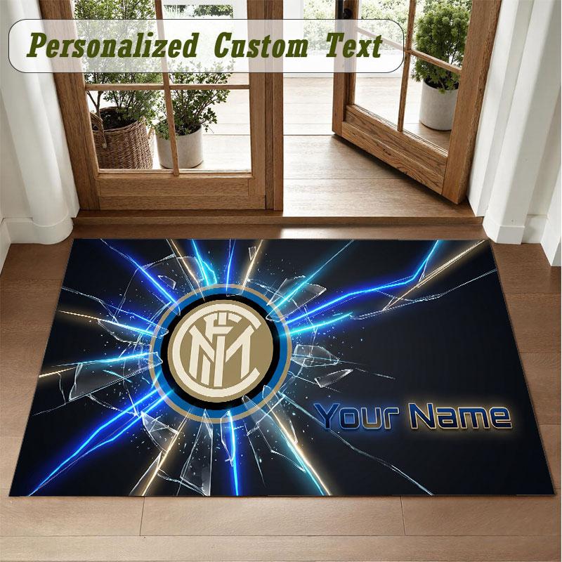 Crystal Velvet Square Rug Custom NameInter Milan Pattern Non Slip Home Floor Decor Rug