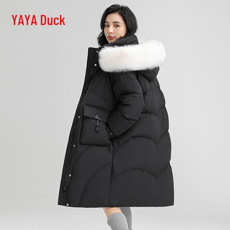 

Yaya Women s Mid-Long Down Jacket with Fox Fur Collar S