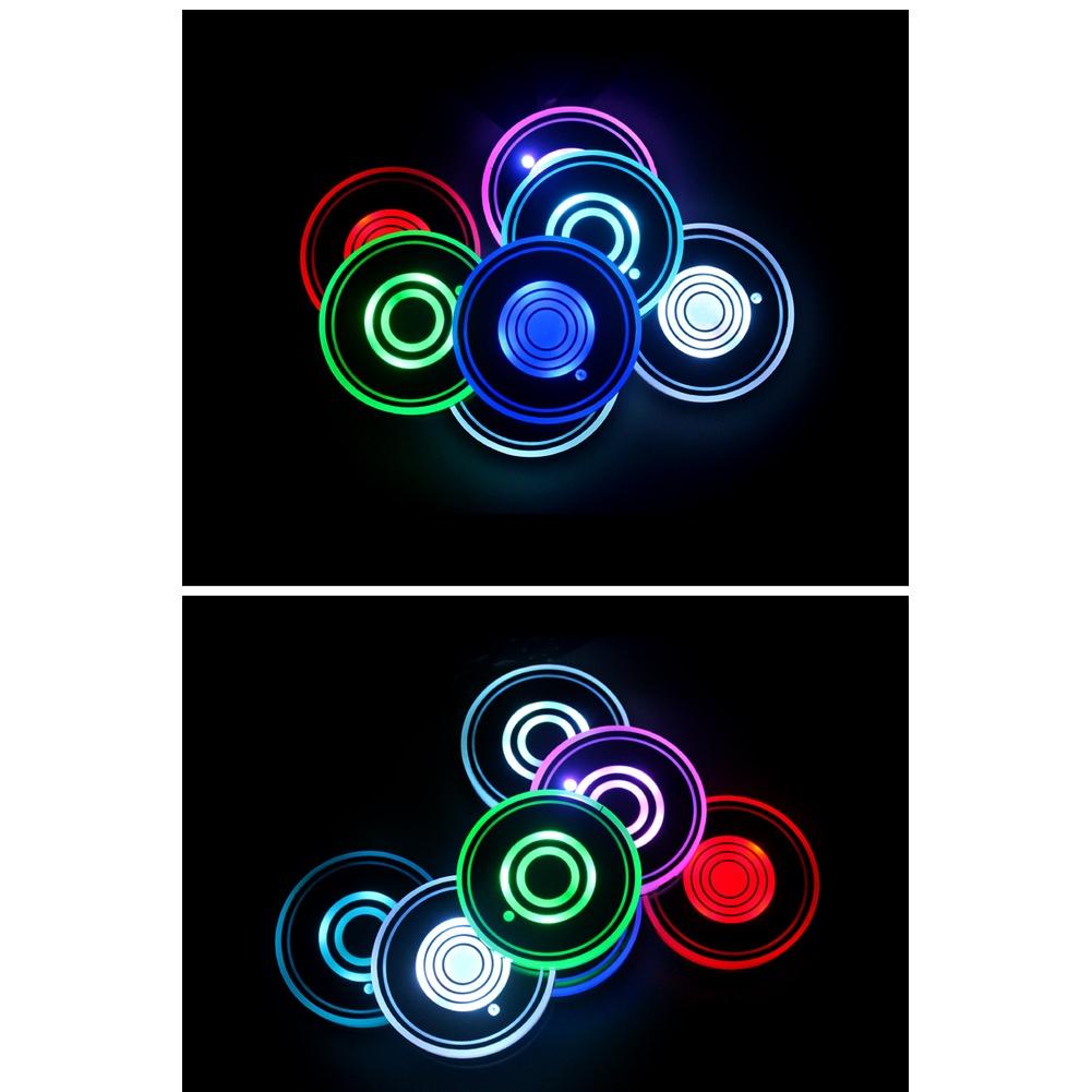 For Car Interior Lighting LED Car Cup Holder Ambient Interior Lights Vibration Activated Auto Power Off 15s USB Rechargeable