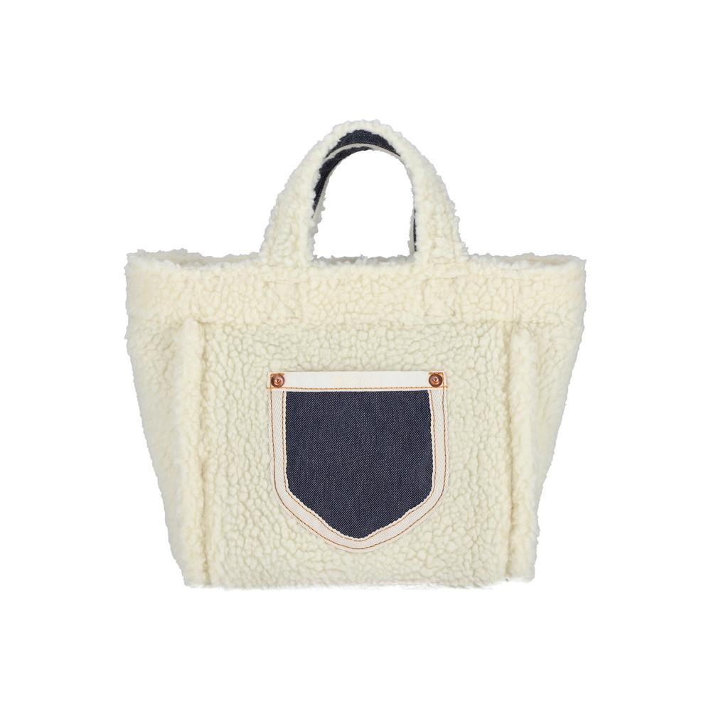 Lesportsac Medium Denim Wash/Sherpa Small Two-Way Tote Bag [1559.La12]