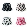 New Arrival Winter Fashion Plush Bucket Hat Warm Hat Heart Ecg Wave Fisherman Hat Men Women Black