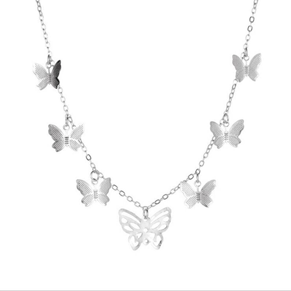 

Women s Simple Personality Hollow Butterfly Necklace Fashion Multi-Layer Pendant Clavicle Chain 02 silver 5494 #1