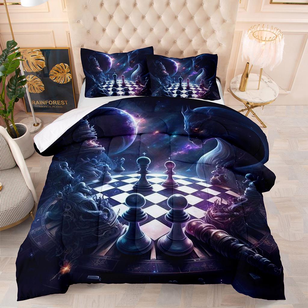Starry Night Series Astronauts Theme Home Comforter Quilted Blanket Goose Down Duvet Quilt Cover King Queen 3D Blanket Size Twin