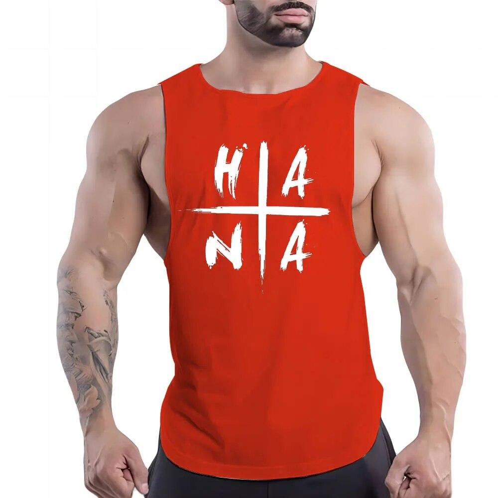 Four Seasons Adult Men'S Casual Sports Crew-Neck Vest Creative Alphabet 2d Print Simple Trend Breathable Sleeveless T-Shirt