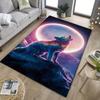 Wolf Howling At the Moon Rug ModernFantasyDesign for Living SpacesTrendy Home Decor Items Anti Slip Carpet Can Be Machine Washed