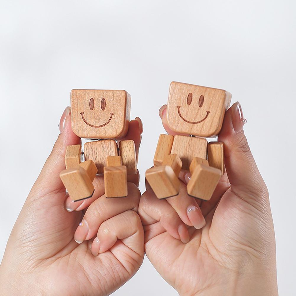 Magnetyczna Potrząsająca Drewniana Figurka Człowieka Ręcznie Robiona Statuetka Potrząsająca Nogami Ozdoba Dekoracje na Deskę Rozdzielczą Samochodu Kreatywne Prezenty dla Miłośników Samochodów