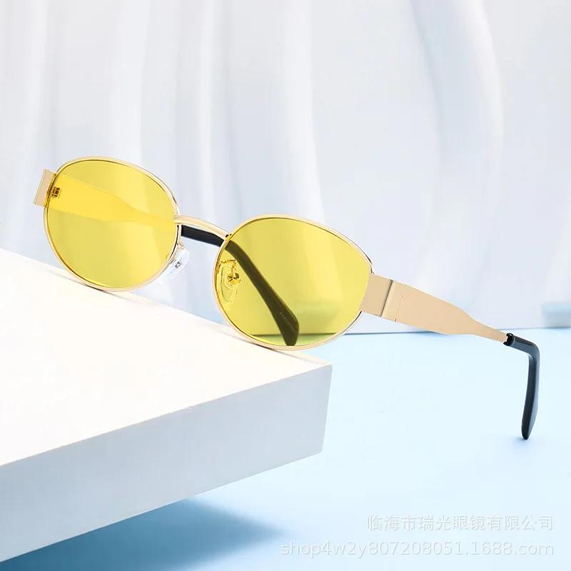 Retro Steampunk Sun Protection Sunglasses Vintage New Women's Metal Oval Sunglasses Ladies Classic UV400 Sunscreen Eyewear