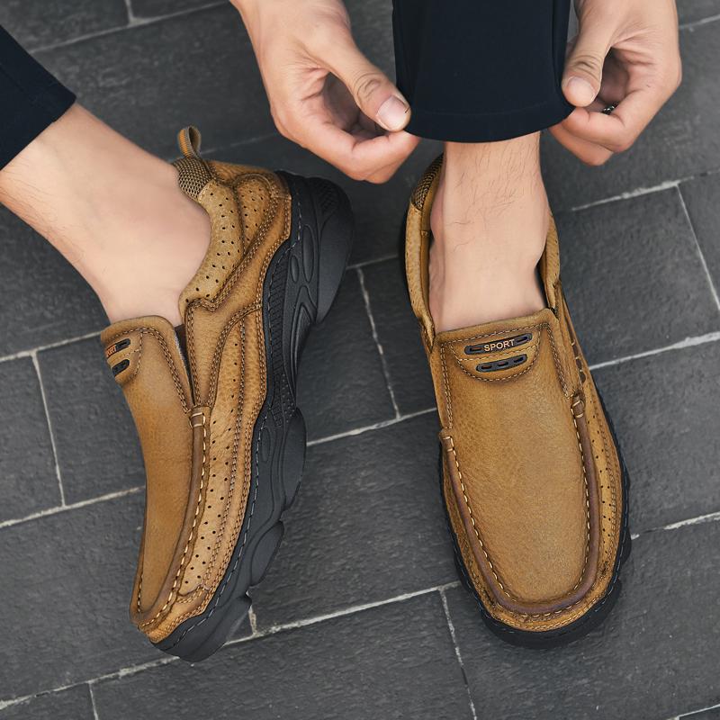 Men's Genuine Leather Shoes Luxury Platform Casual Sneakers Tennis Loafers Moccasins Hiking Outdoor Trekking For Men Trends 2024