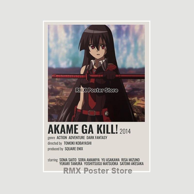 Akame Ga Kill Anime-Poster und Drucke, Wandkunst, Dekoration, weißes Papier, dekorative Gemälde, Bilder, Wohnzimmer, Zuhause, Wandbild
