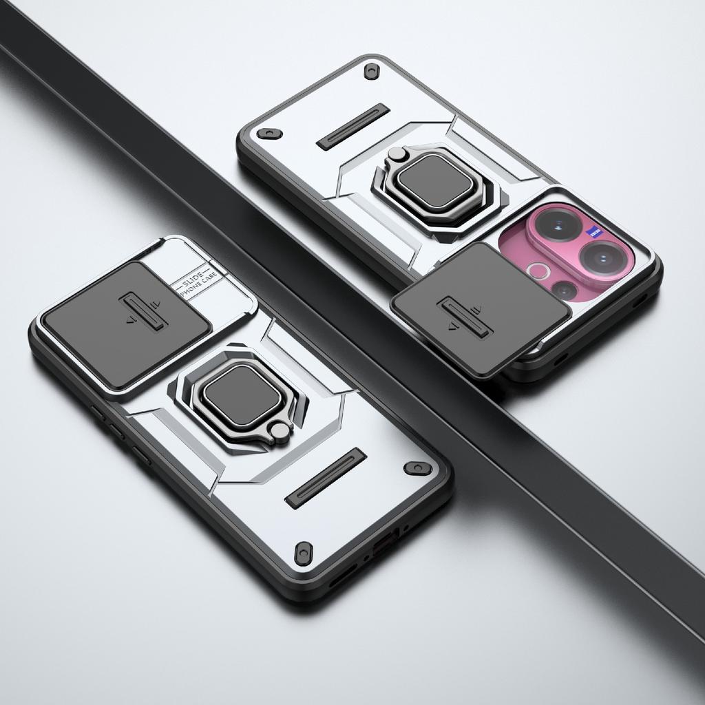 For vivo V60 5G Case PC + TPU Kickstand Phone Protector with Lens Cover