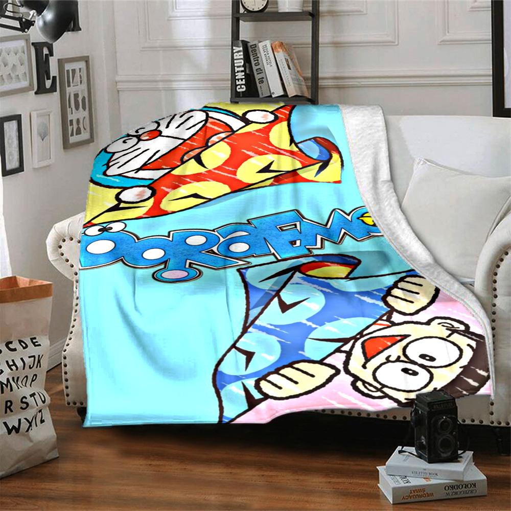 1PC Doraemon Blanket Lightweight Flannel Throw Blanket for Sofa, Bed, Travel, Camping, Livingroom, Office, Couch