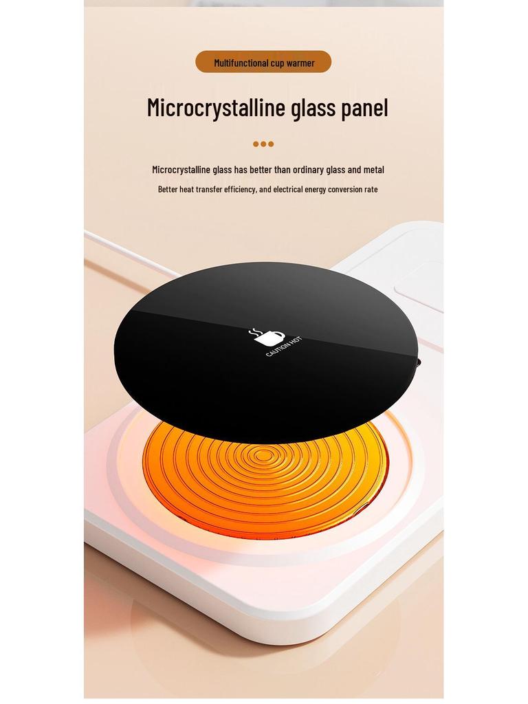 Smart Heating Coaster & Phone Charger - Desktop Temperature-Controlled Ceramic Plug-in