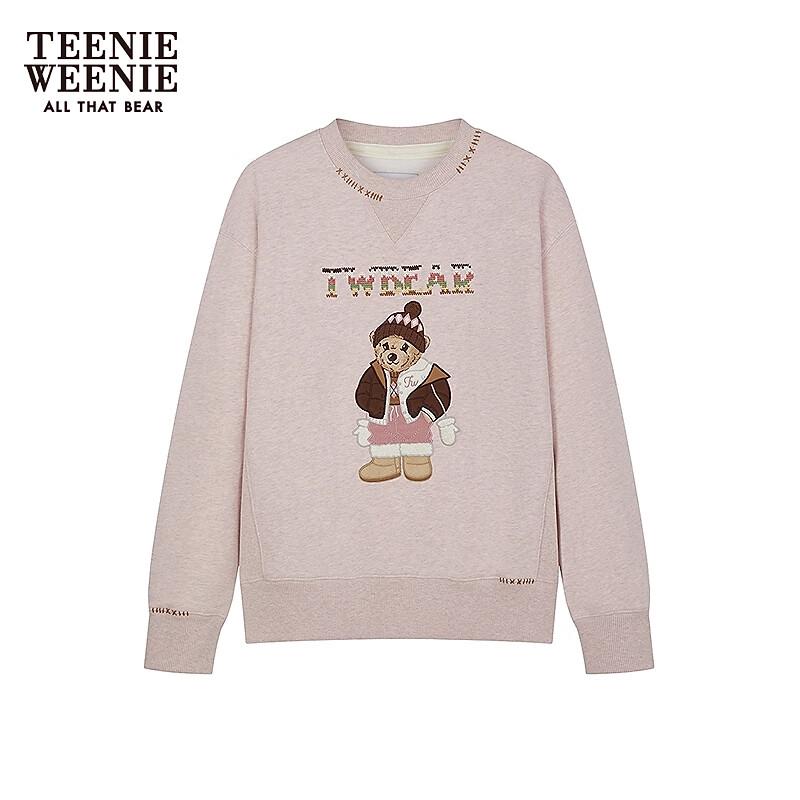 Teenie Weenie Bear Women's Colorblock Embroidered Round Neck Sweatshirt