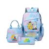 Kids Cartoon Print School Backpack Set Grades 3-4 Waterproof Oxford Fabric Ergonomic Shoulder Straps 3-Piece Travel Lunch