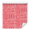 Polynesian Geometric Pattern Wallpaper Coral and Red 50x1000