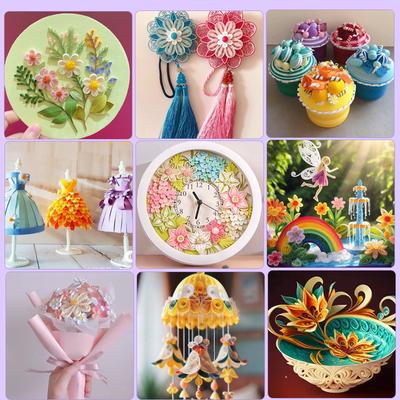 Quilling Paper Craft Set, DIY Tools with Paper Strips, Glue & Pattern Drafts for Beginners