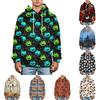 Herren Herbst Winter Halloween Print Übergröße Kapuzen-Flanell-Sweatshirt Lässig Trendig Streetwear
