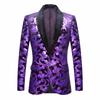 PYJTRL Herremote Gylden skinnende paljett blomstermønster dressjakke blazer
