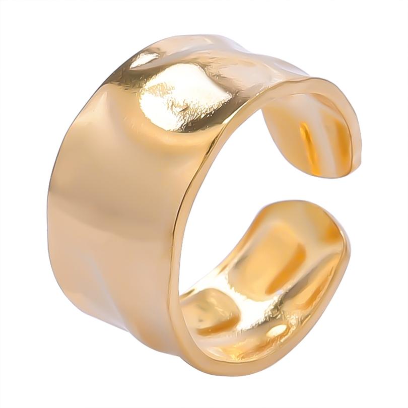 Echtvergoldeter Offener Verstellbarer Ring Echter Stein Edelstahlringe Für Damen Herren Zubehör Geometrischer Schmuck Ringe Geschenk