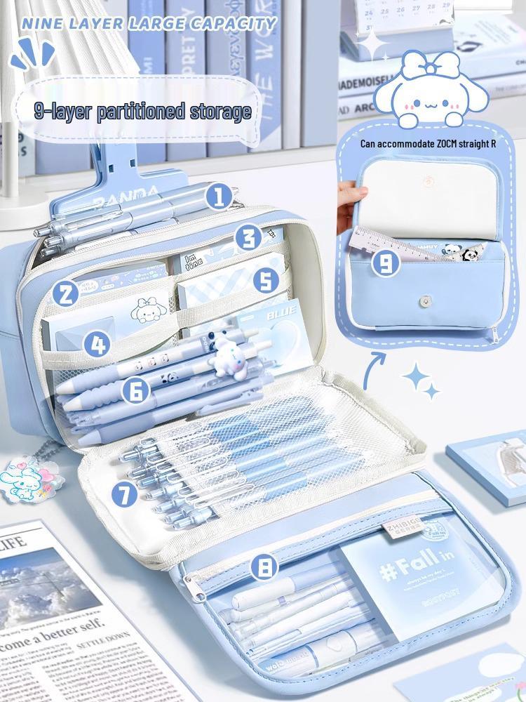 9-Tier Large Capacity Flip-Top Pencil Case for Girls and Boys - Ideal for Elementary and Junior High School Students