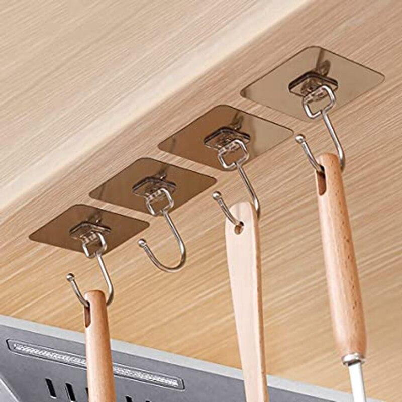 Large Sticky Hook Wall Hook Transparent Gold Seamless Stainless Steel Hook