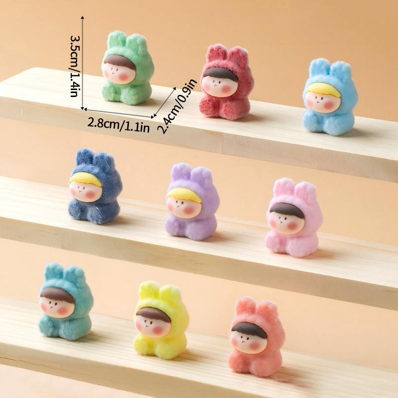 1/2/5/10pcs Trendy Desk Accessorie Mini Cartoon Figures Flocked Doll Ornament Office Accessorie Kawaii Desktop Decor Gifts 1pc