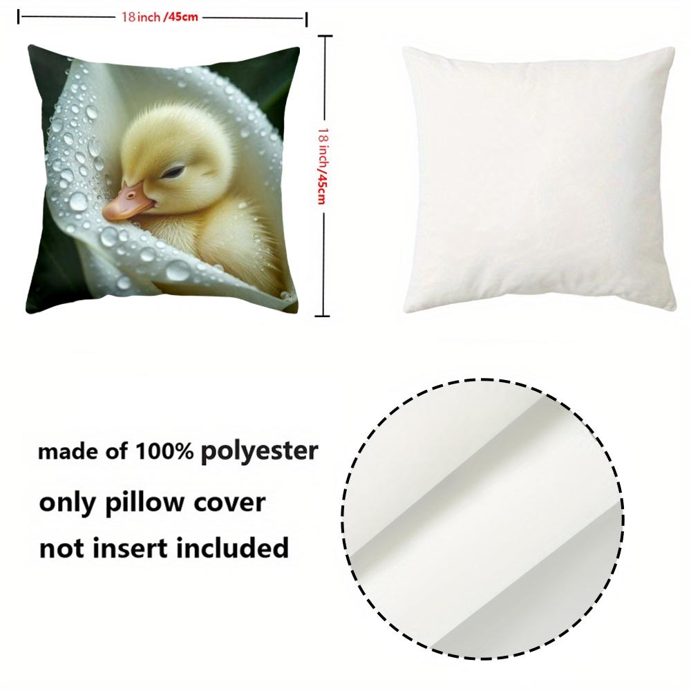 Cute Duckling on Dewy Flower Pattern Cushion Polyester pillowcase, sofa decorative cushion cov Headboard Pillow