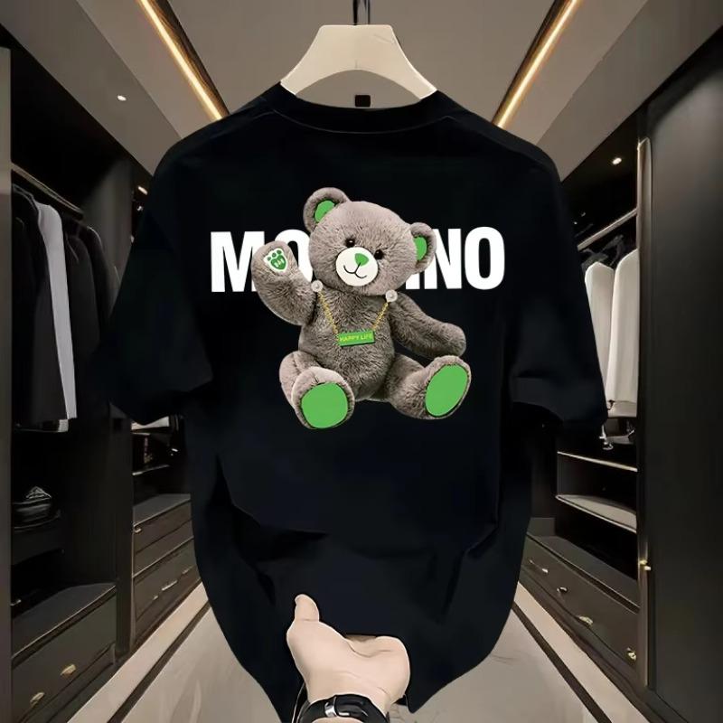 

2025 Fashion Pure Cotton Printed Pure Cotton Bear Printed Short-sleeved T-shirt for Men and Women Women s Plus Size Clothes S