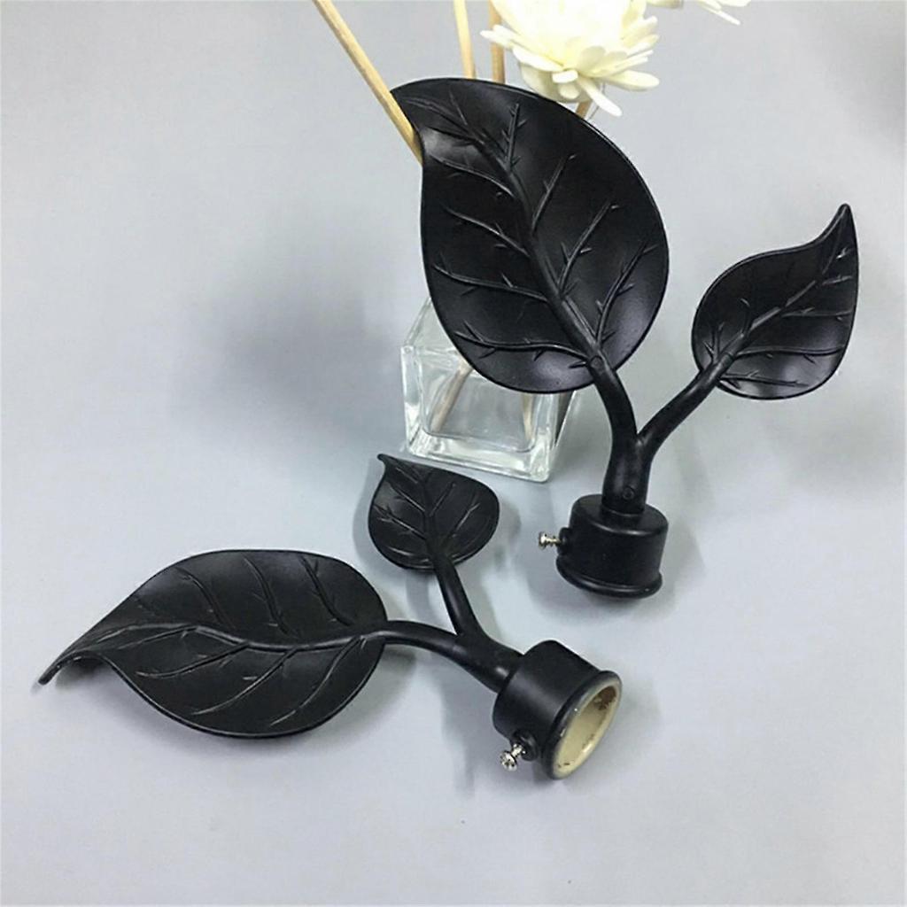 3pcs Curtain Rod Finials Leaf Shaped Curtain Rod End Drapery Rail Pole Head Cap
