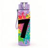 1PC Large Number Seven Splash Graphic 750ml Color Plastic Water Bottle Leakproof Flip Straw Lid For Sports Office Home Use