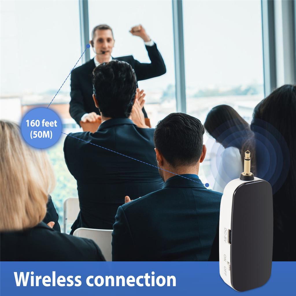 AA58 New 2 in 1 Handheld UHF Wireless Microphone Professional Head-Wear Mic Volume Amplifier for Speech Teaching